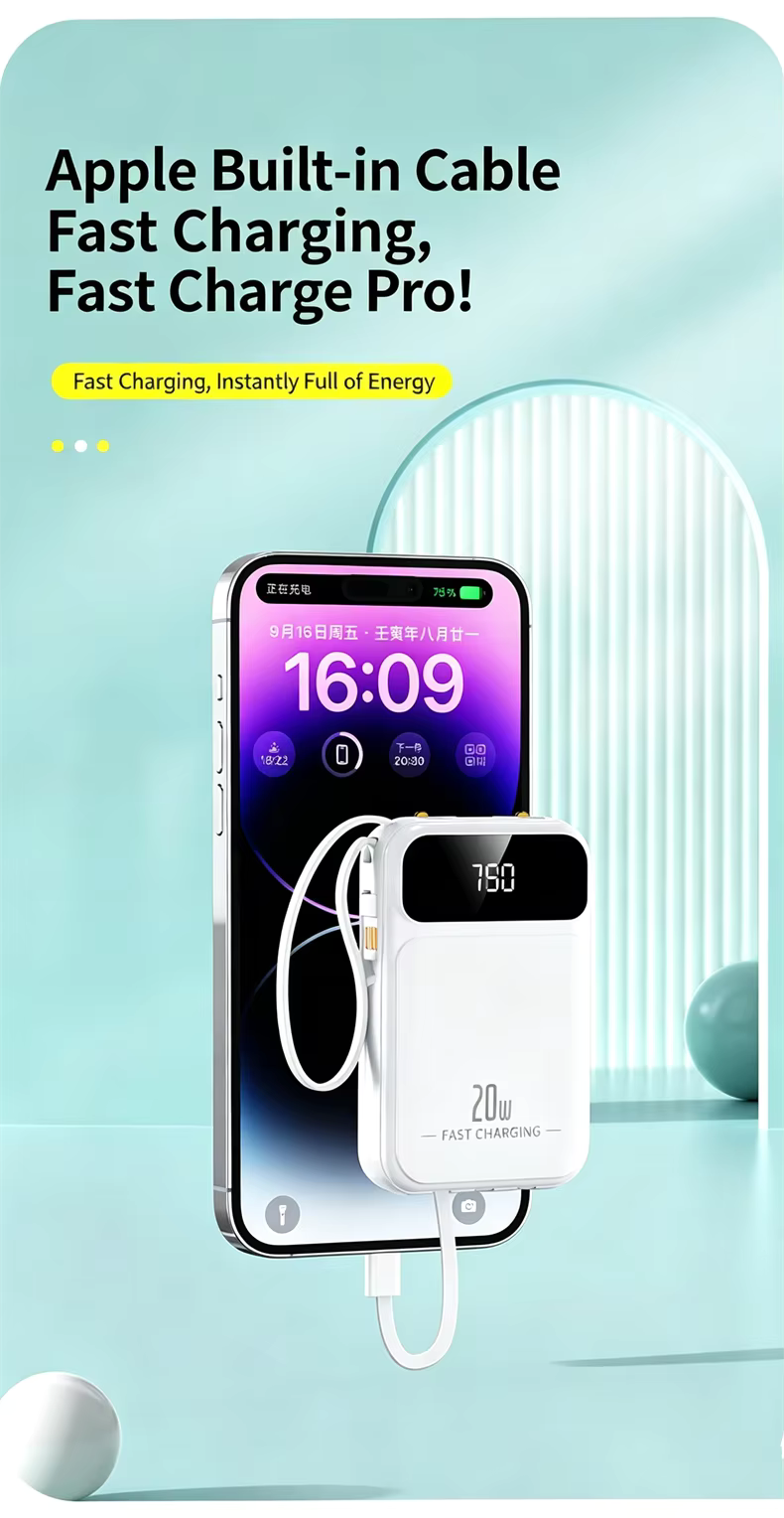 20000mAh Mini Power Bank Fast Charge Powerbank CCC Portable External Battery for iPhone Xiaomi Huawei Samsung