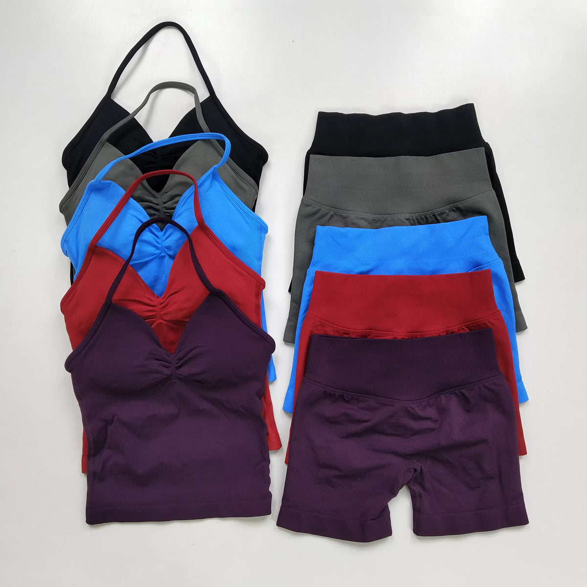 2 Pcs Sports Set Women Backless Tank Tops High Waist Scrunch Seamless Shorts Yoga Suit Gym Set Sportswear Workout Set