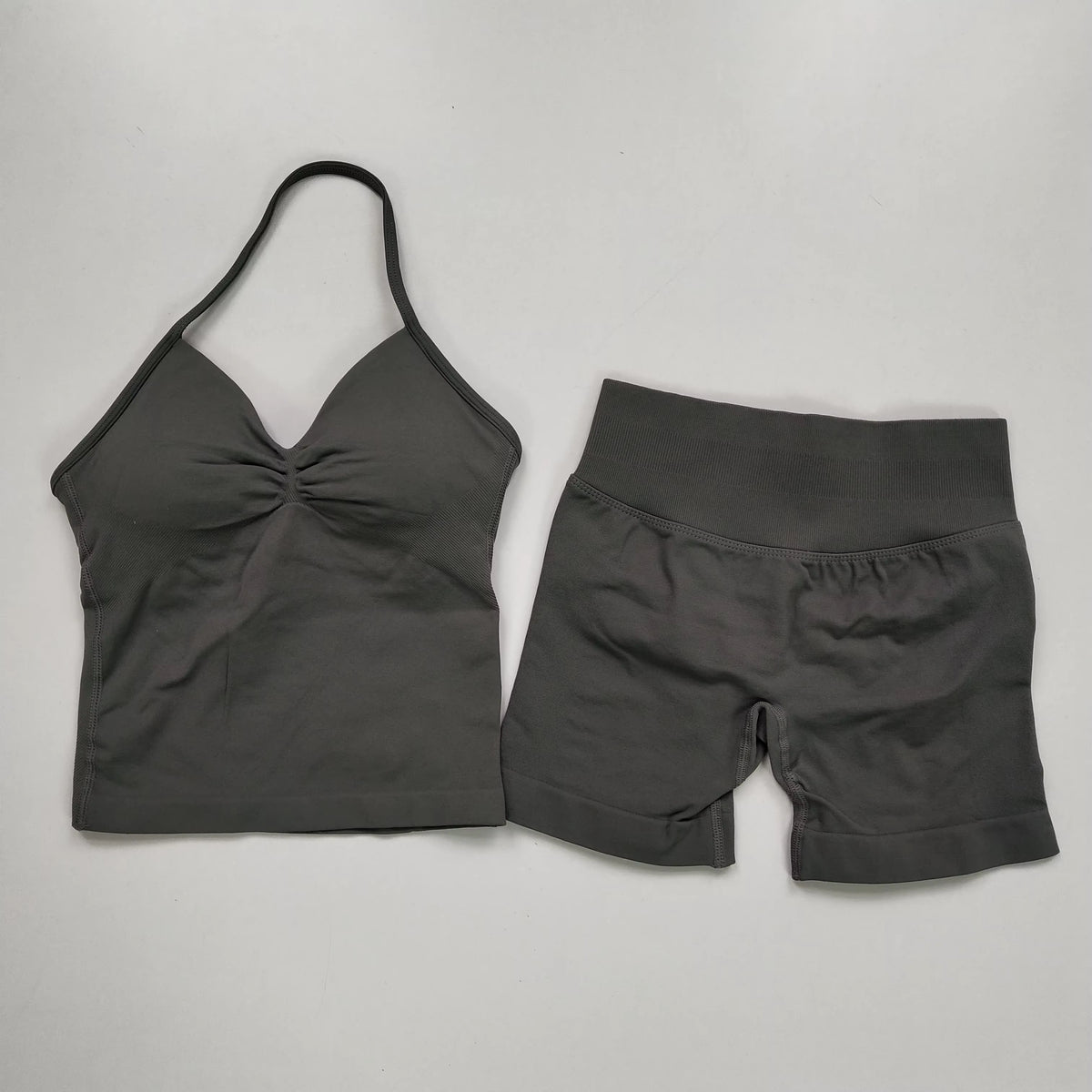 2 Pcs Sports Set Women Backless Tank Tops High Waist Scrunch Seamless Shorts Yoga Suit Gym Set Sportswear Workout Set