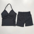 2 Pcs Sports Set Women Backless Tank Tops High Waist Scrunch Seamless Shorts Yoga Suit Gym Set Sportswear Workout Set