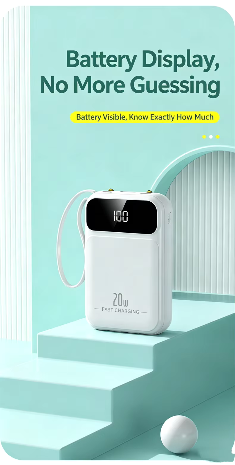20000mAh Mini Power Bank Fast Charge Powerbank CCC Portable External Battery for iPhone Xiaomi Huawei Samsung
