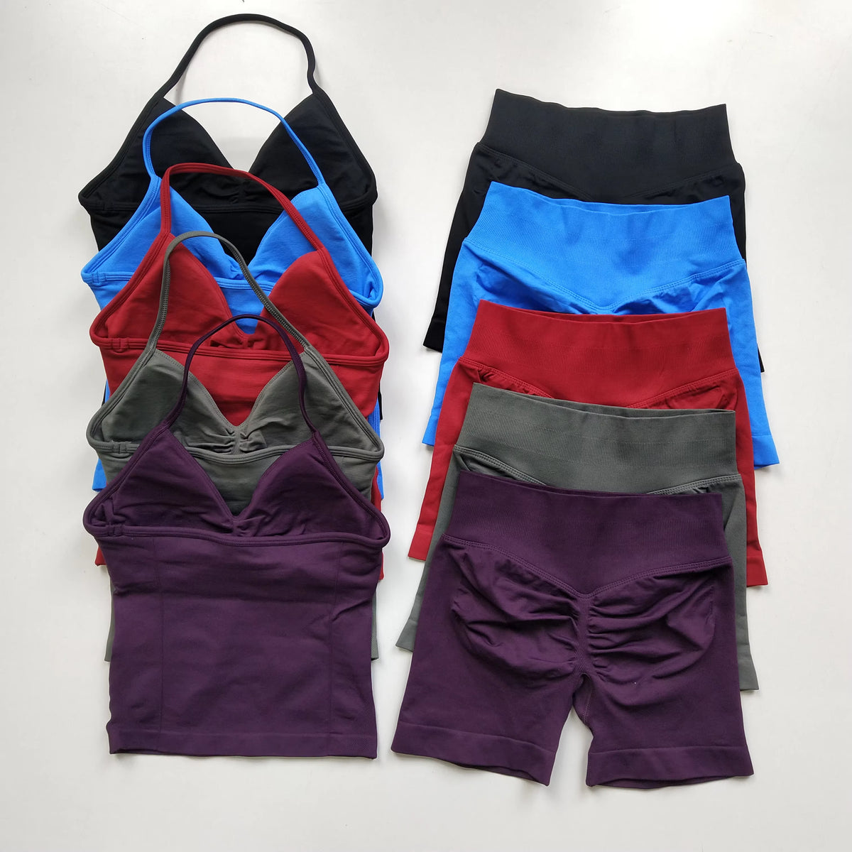 2 Pcs Sports Set Women Backless Tank Tops High Waist Scrunch Seamless Shorts Yoga Suit Gym Set Sportswear Workout Set