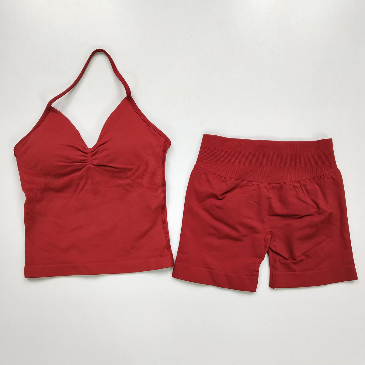 2 Pcs Sports Set Women Backless Tank Tops High Waist Scrunch Seamless Shorts Yoga Suit Gym Set Sportswear Workout Set