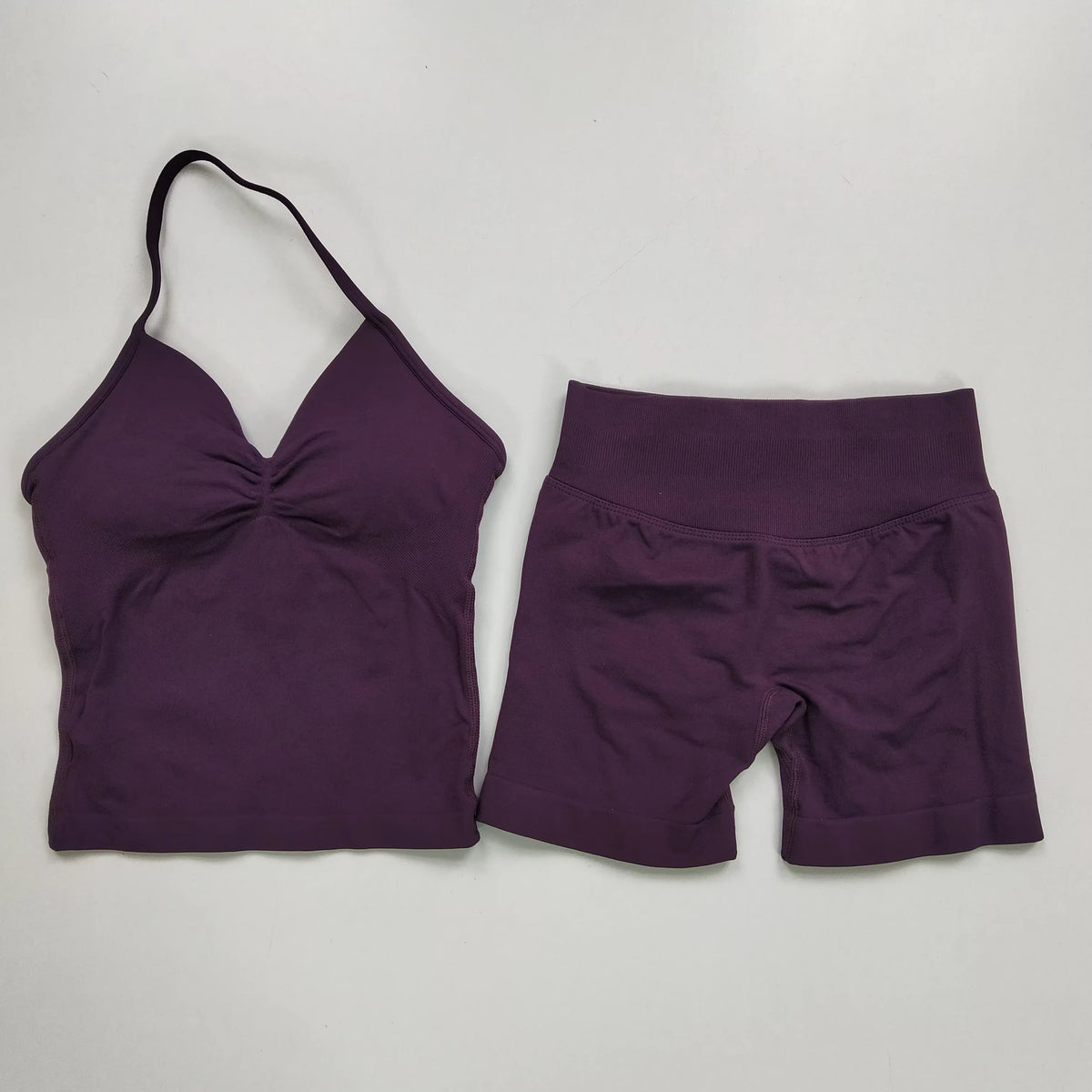 2 Pcs Sports Set Women Backless Tank Tops High Waist Scrunch Seamless Shorts Yoga Suit Gym Set Sportswear Workout Set